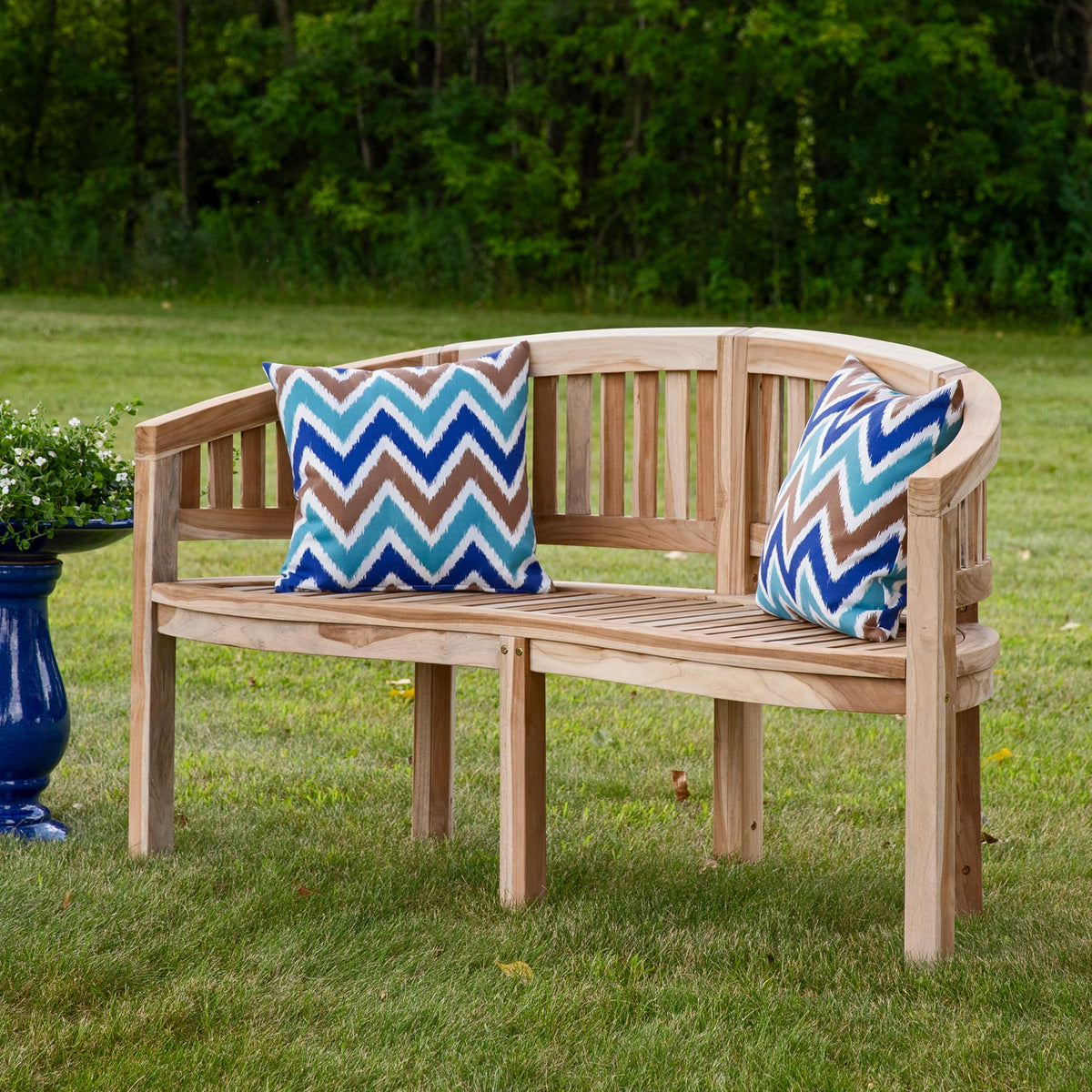 Curved Teak Outdoor Bench