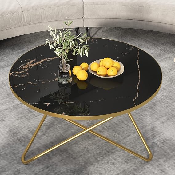 Round Faux Marble Coffee Table