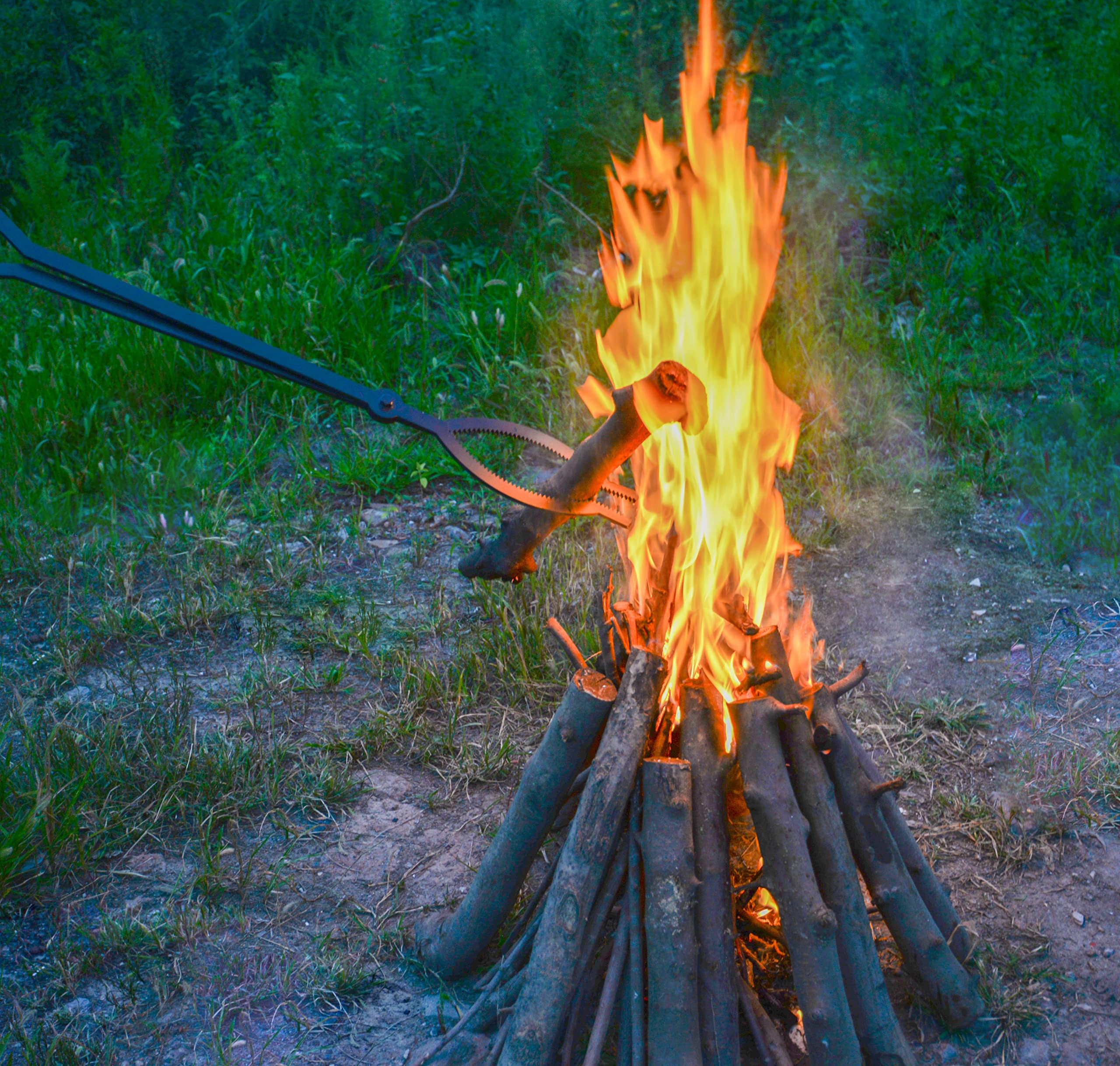 40" Heavy-Duty Steel Fire Poker & Log Grabber Set