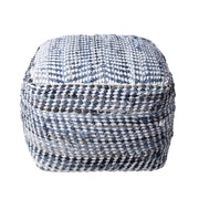 Blue Cotton Pouf Ottoman