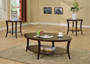 Oval Espresso Coffee Table & End Tables Set