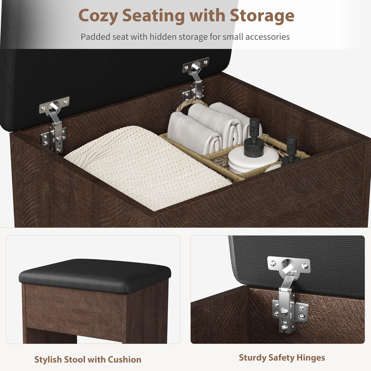 Lighted Makeup Vanity with Stool