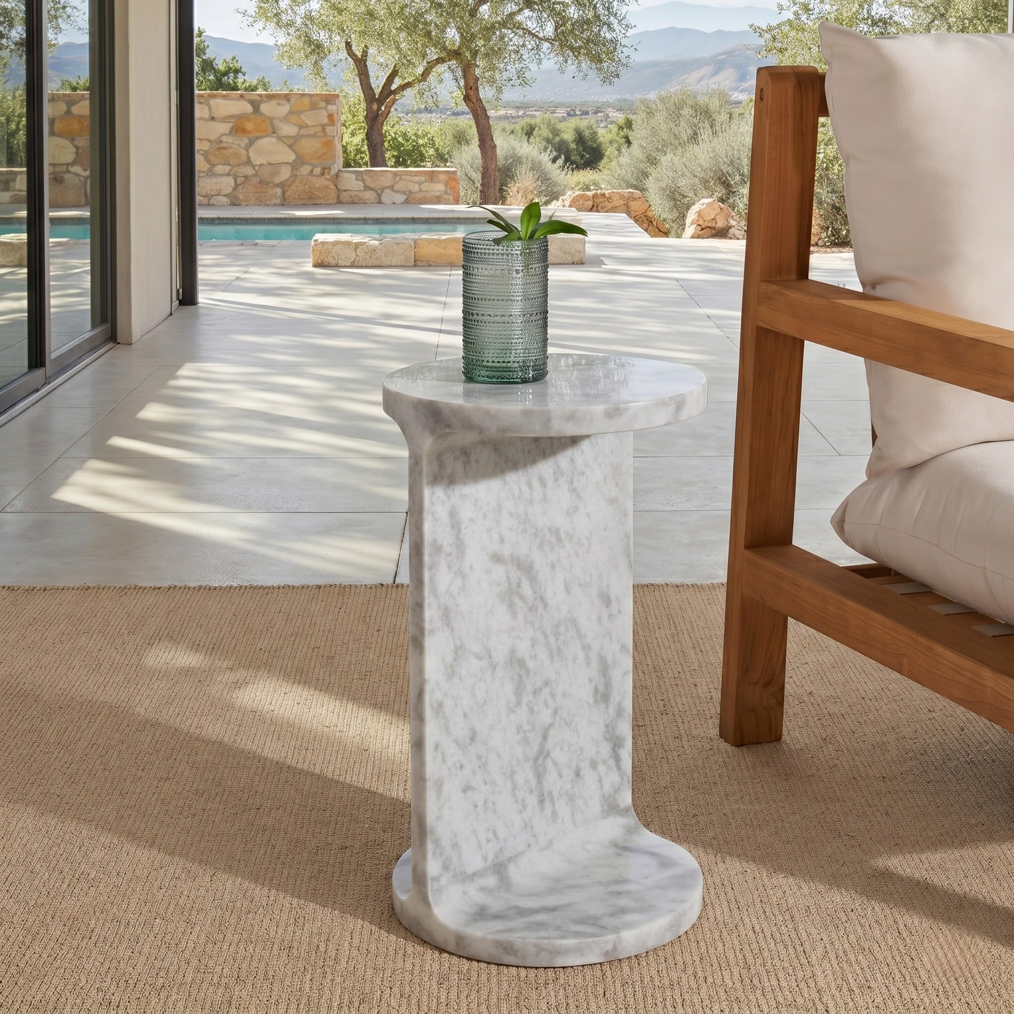 SAFAVIEH Couture Collection Melinda White Marble Accent C-Table (Fully Assembled)