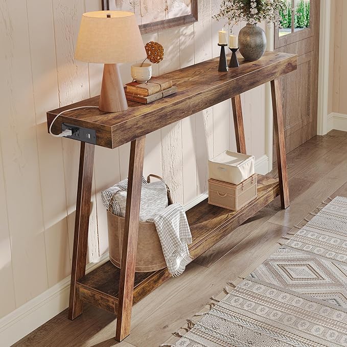 Console Table with Charging Station