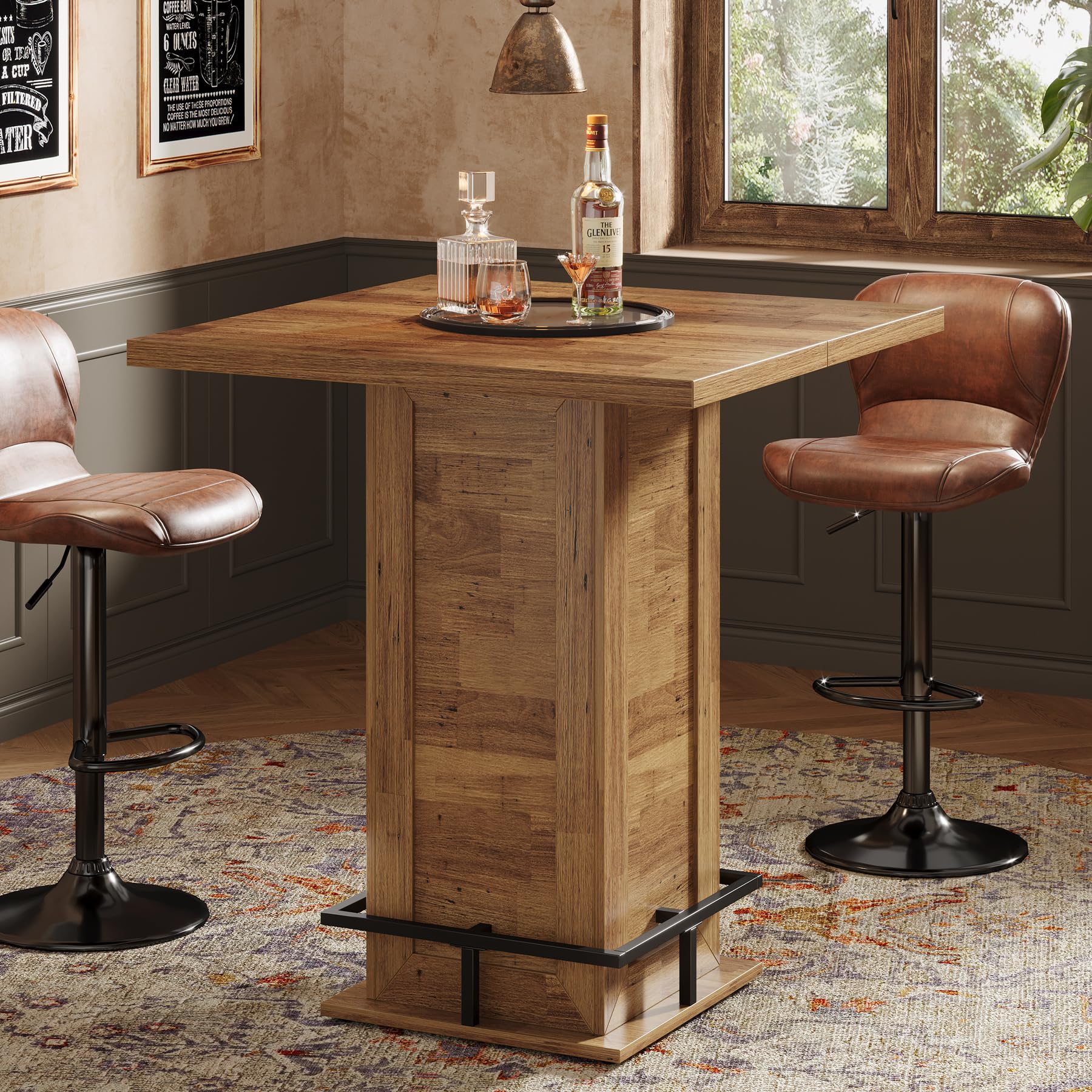 Square Bar Table – Industrial High Top Pub Table