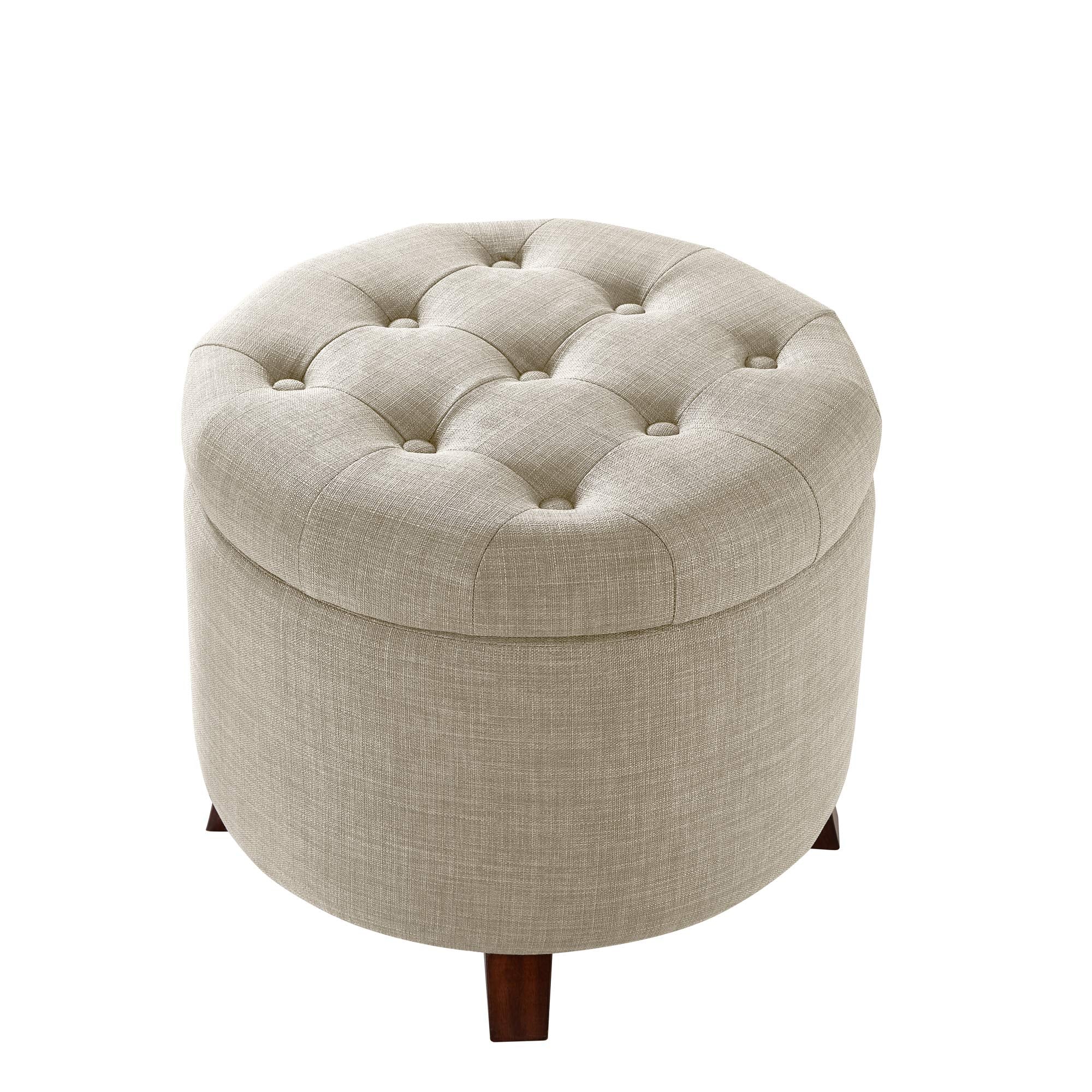 Round Tufted Storage Ottoman