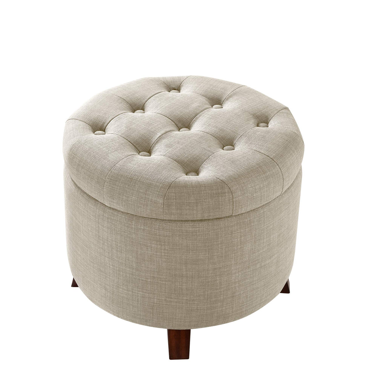Round Tufted Storage Ottoman