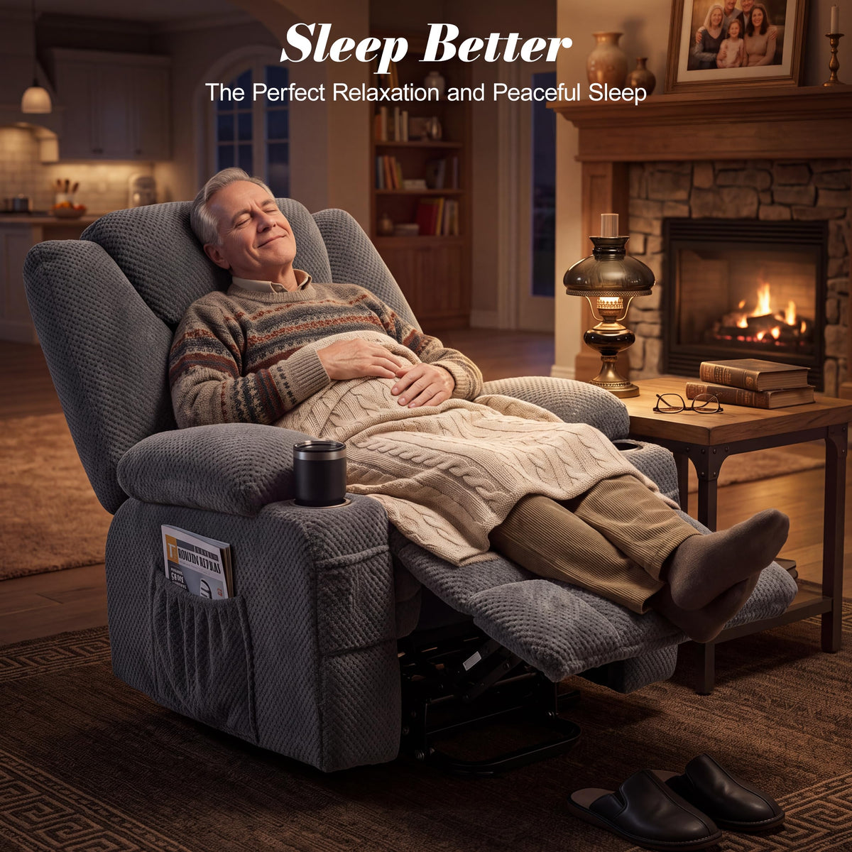 Power Lift Recliner Chair for Elderly, Vibration Massage and Lumbar Heat