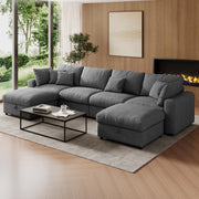WorthFurni 140” Oversized Cloud Sectional Couches for Living Room, Modern Modular Sectional Sofa with Deep Seat, Convertible U Shape Couch with Storage Ottoman for Apartment, Chenille (Dark Gray)