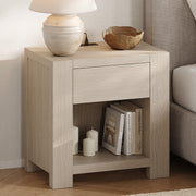 White Oak Nightstand with Charging Station & Drawer