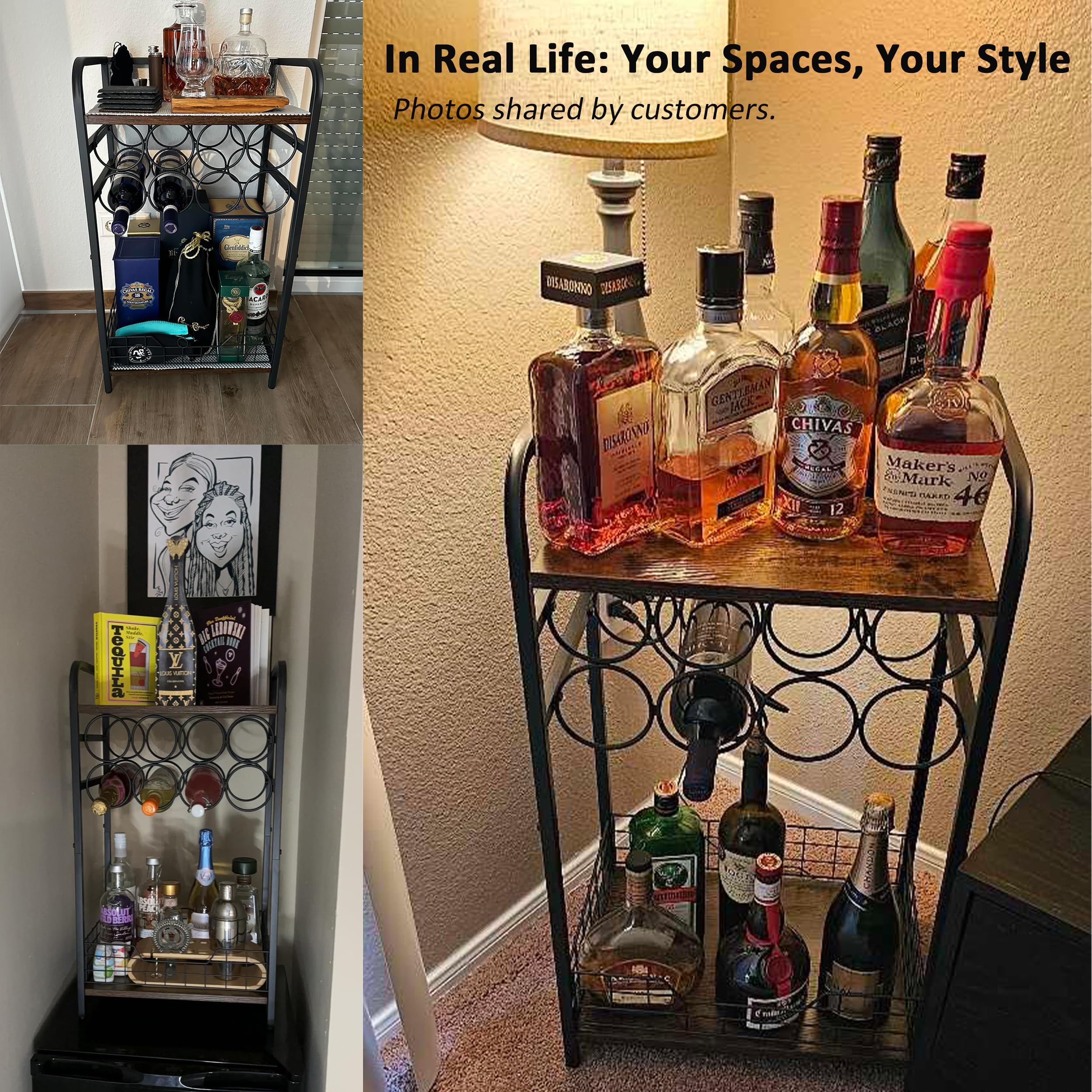 3-Tier Wine Rack Floor Cabinet