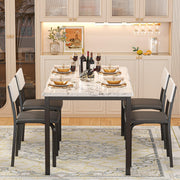 Extendable Dining Table Set with 4 Upholstered Chairs
