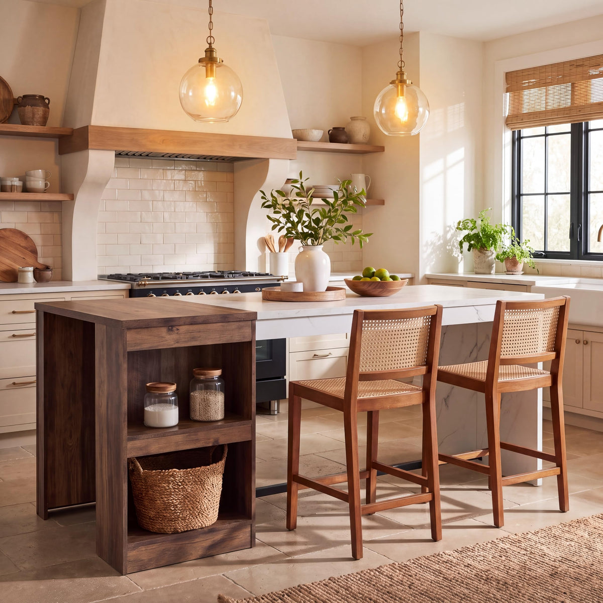 Tribesigns 71" Kitchen Island with Storage Shelves, Farmhouse Island Table