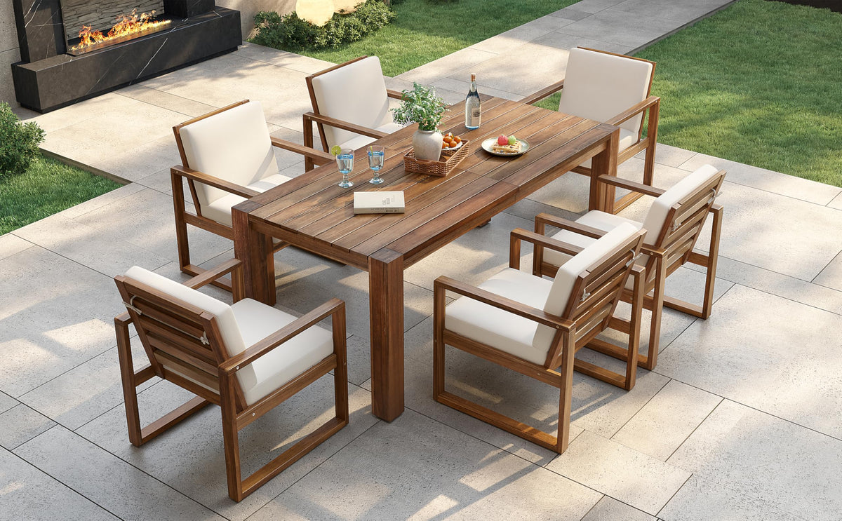 Outdoor Patio Dining Table and Chairs Set for 6, 7 PCS Patio Furniture Set