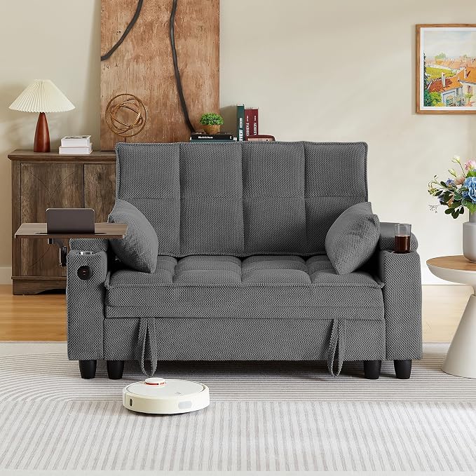 Storage Loveseat with Swivel Tray
