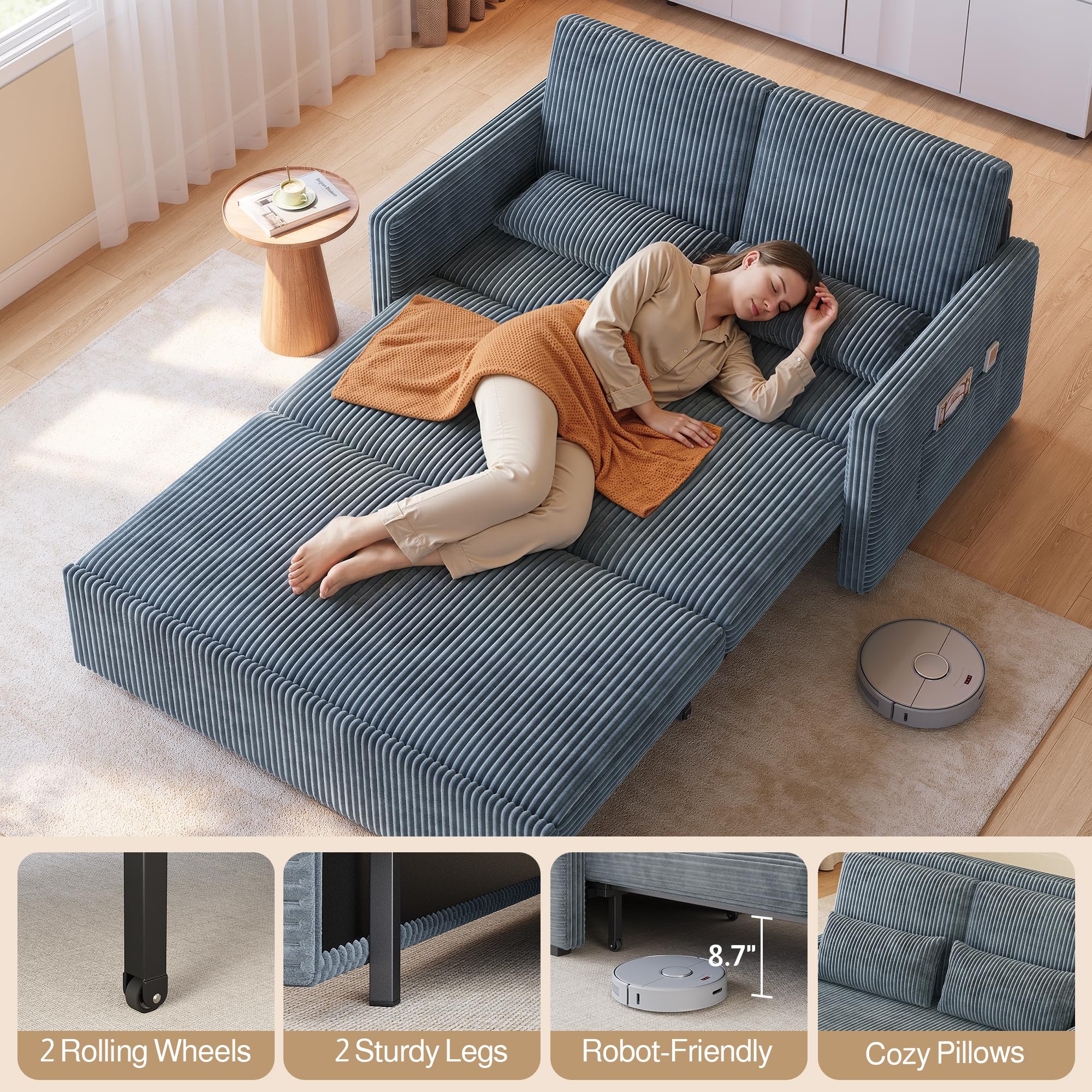 3-in-1 Convertible Loveseat Sleeper Sofa
