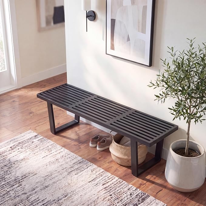 Natural Wood Entryway Bench