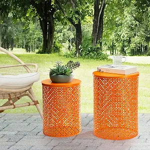Metal Garden Side Tables, Set of 2