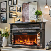 52" Electric Fireplace TV Stand with 3-Side Glass Insert