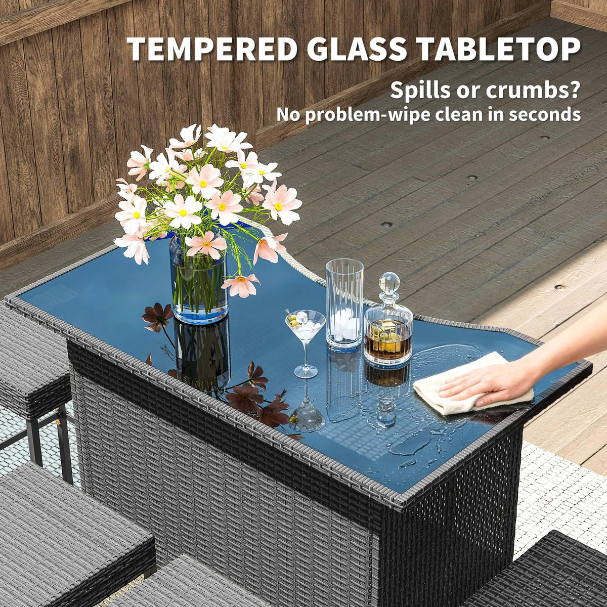 5-Piece Wicker Patio Bar Set