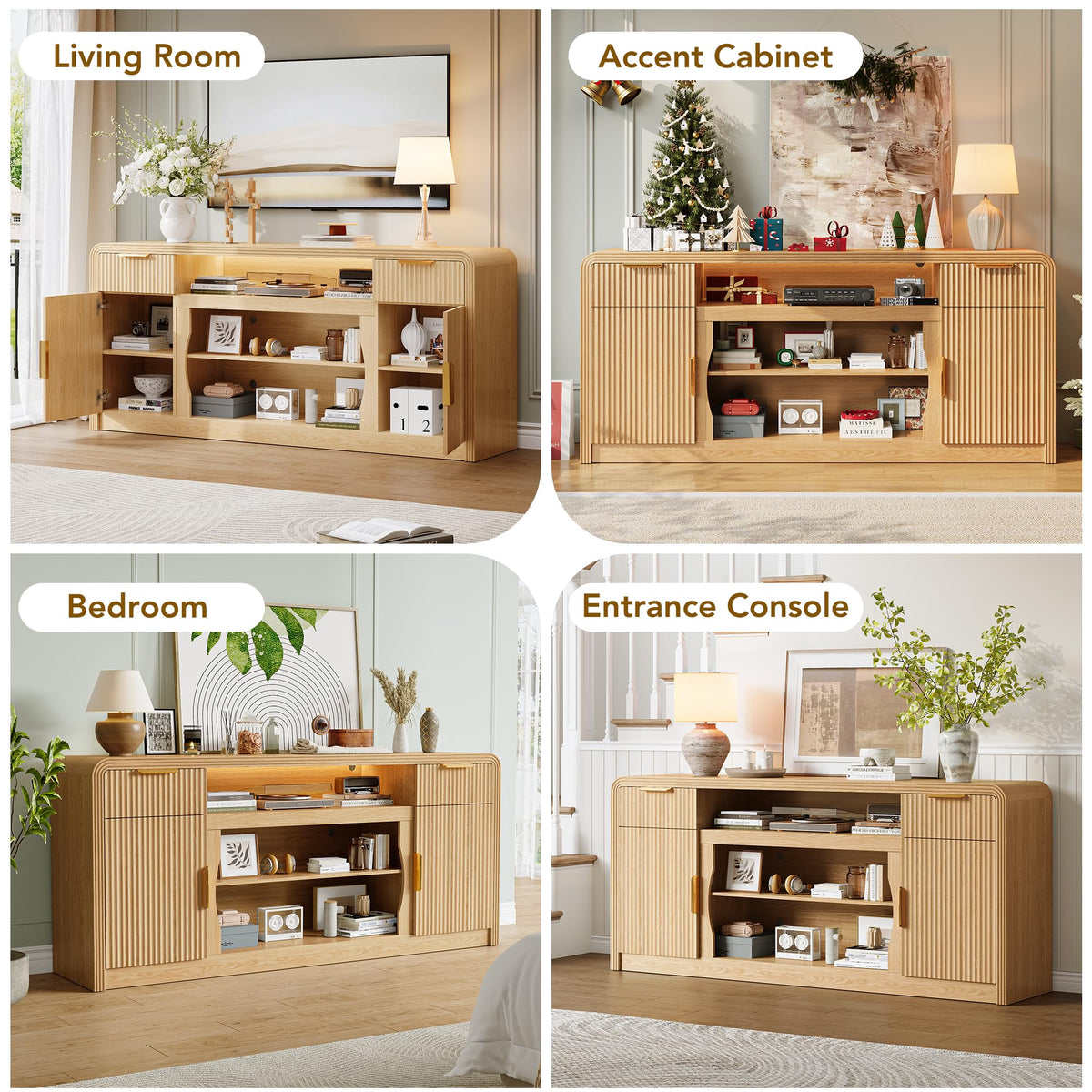 Fluted LED TV Stand