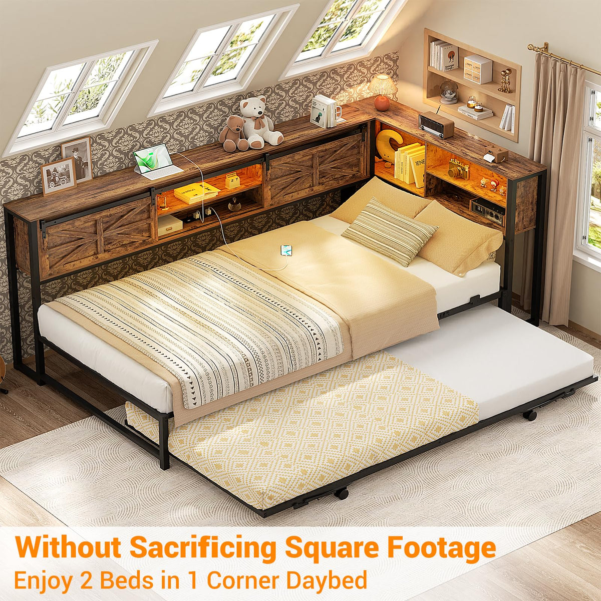 Twin Corner Daybed with Trundle