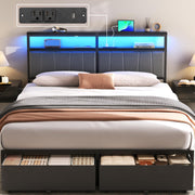 Queen Storage Bed Frame with Charging Station