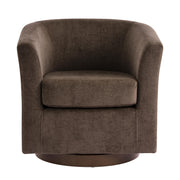 Brown Velvet Swivel Barrel Chair