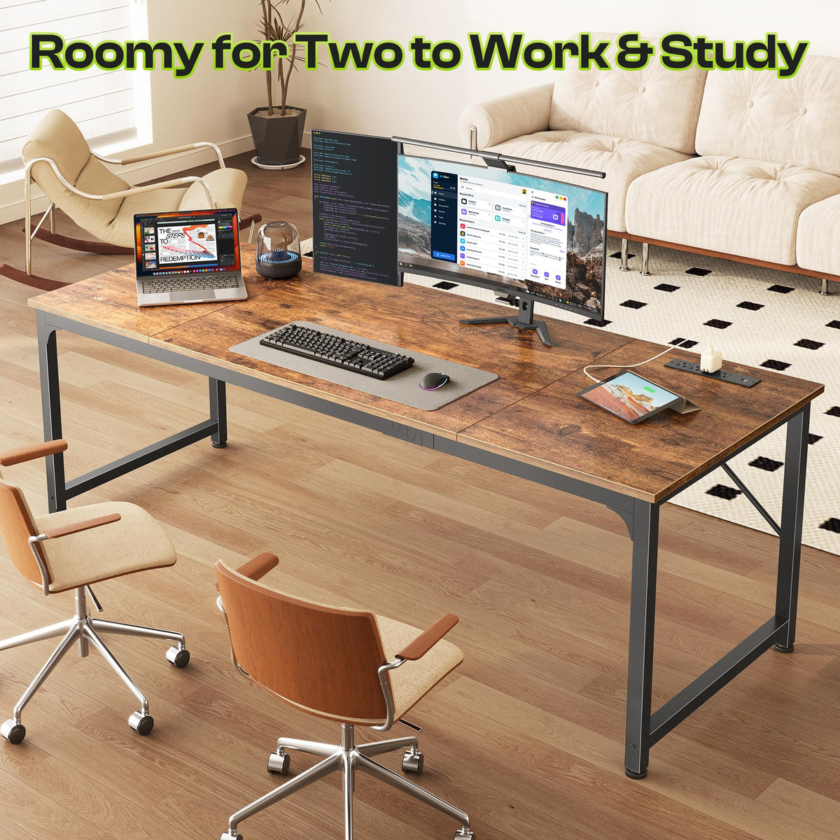 Computer Desk with Power Outlets & USB-C