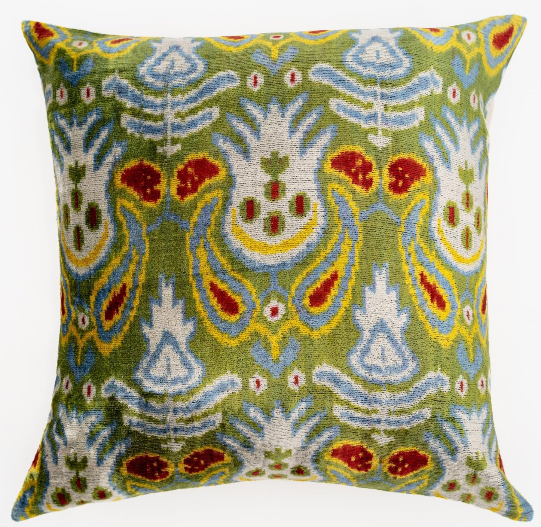 Multicolor Ikat Velvet Throw Pillow 20x20