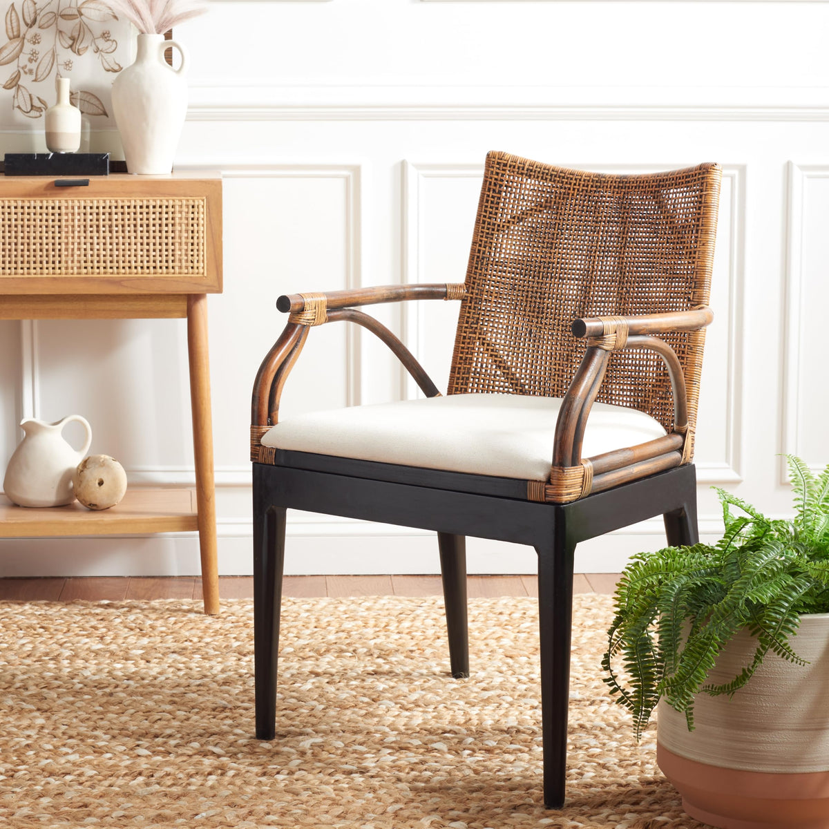 Mahogany Cotton Accent Chair