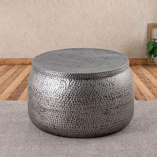 Round Drum Coffee Table with Storage