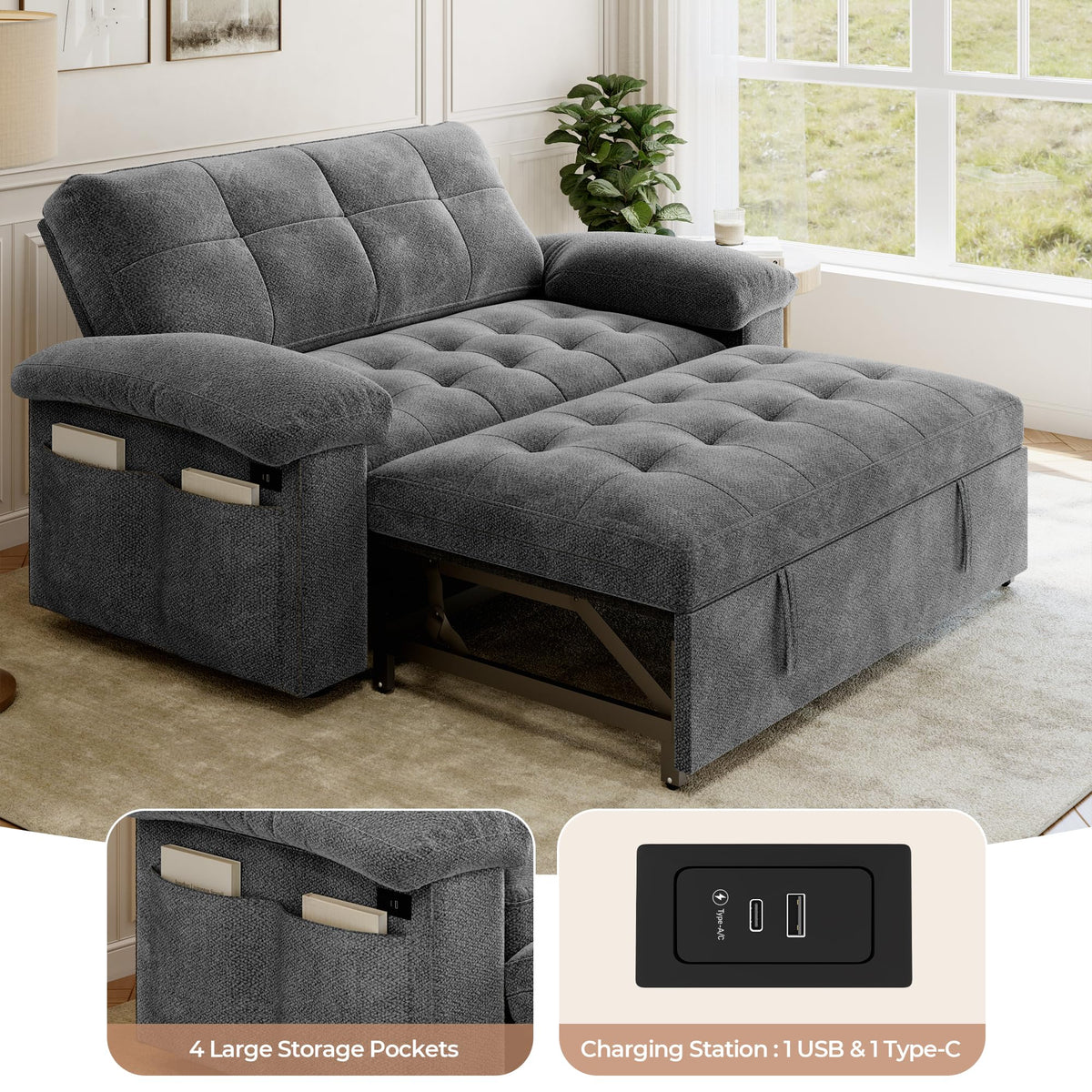 Chenille Loveseat Sleeper Sofa