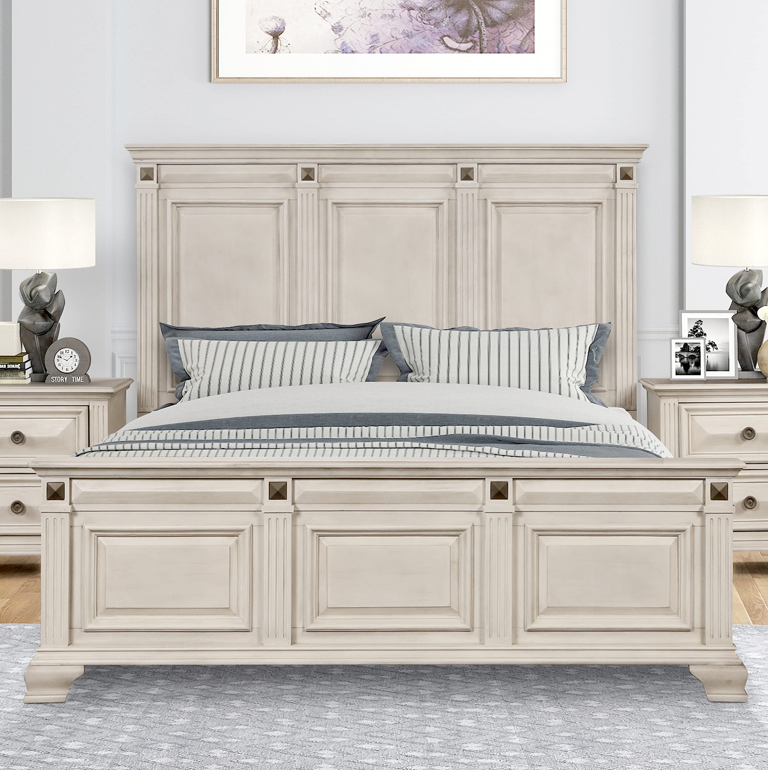 5-Piece King Bedroom Set – Traditional Panel Bed with Dresser, Mirror, Nightstand & Chest
