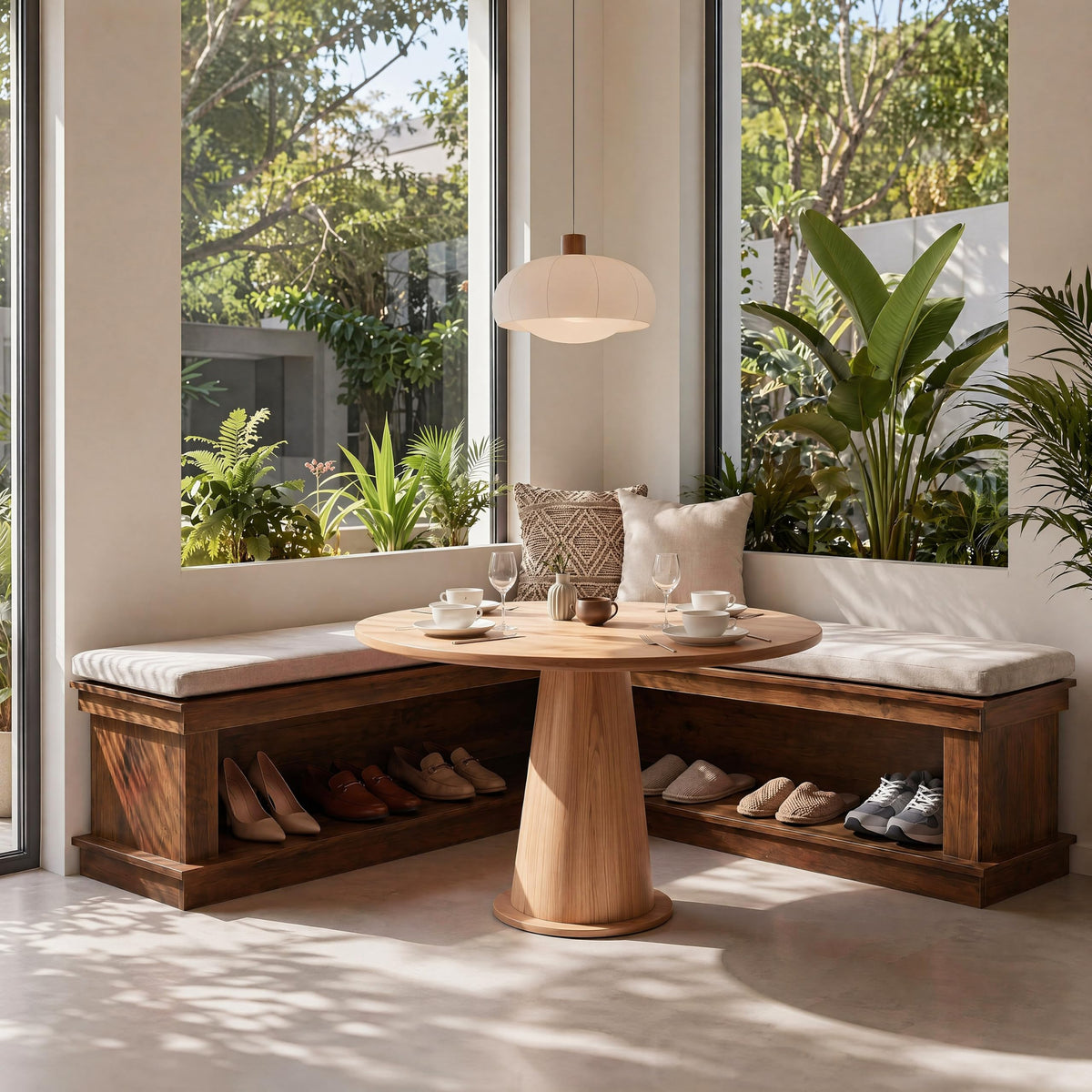 Tribesigns 55" L-Shaped Corner Storage Bench with Cushion