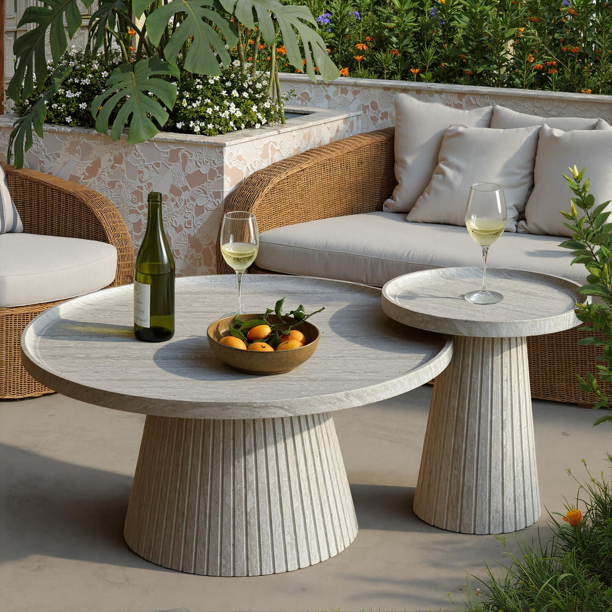 Faux Stone Nesting Coffee Tables