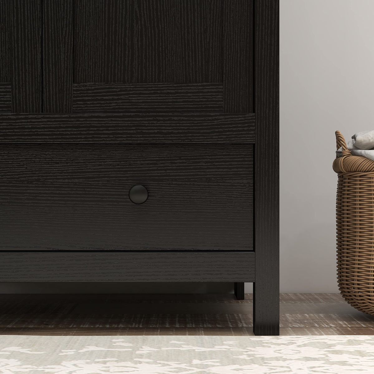 Panana 2 Door Wardrobe, Armoire with Drawer for Bedroom (Black)