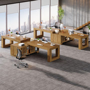 L-Shaped Executive Desk with Storage Cabinets & 2-Tier Shelf