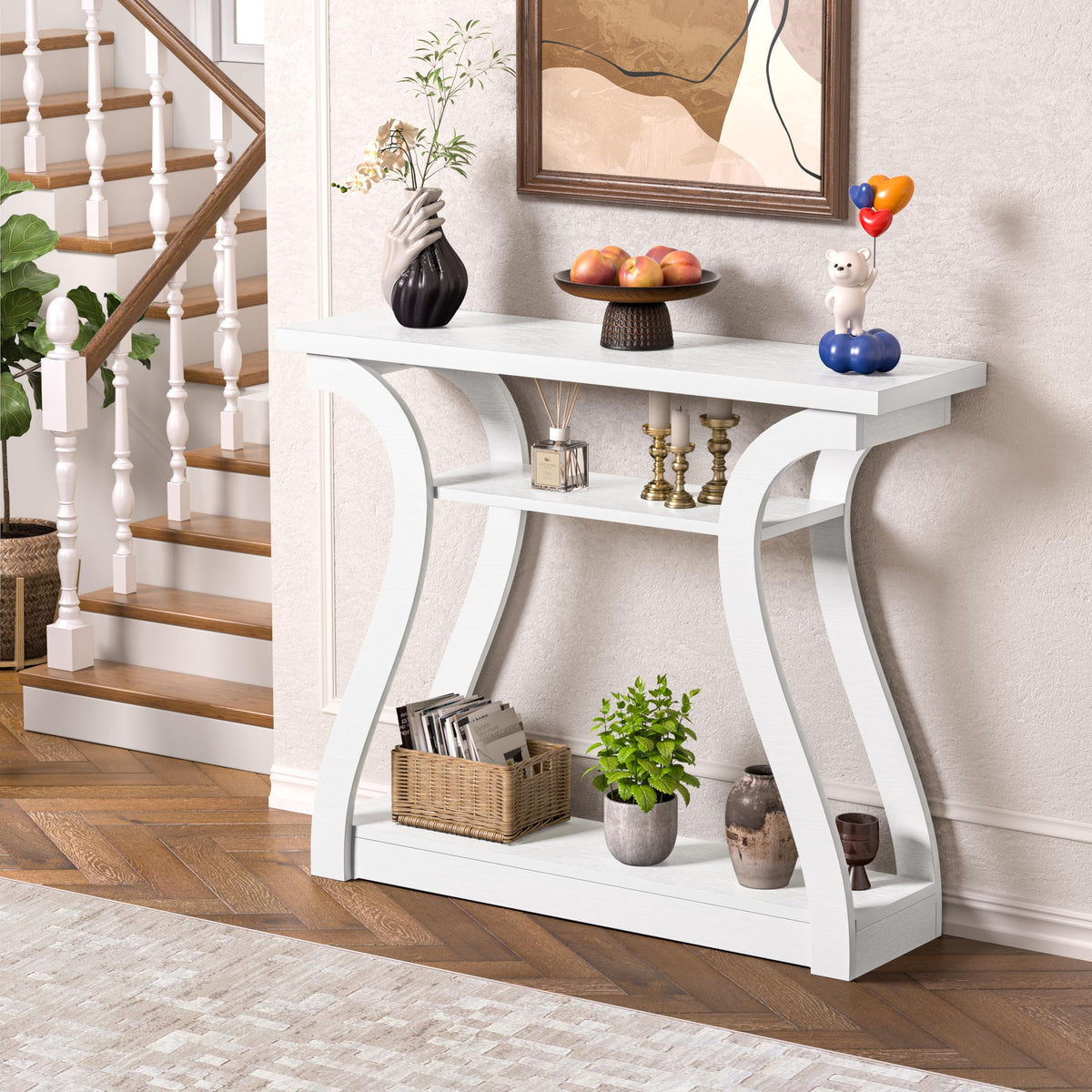 UODERS 47" Narrow Console Table, Entry Table with Curved Legs, Sofa Table