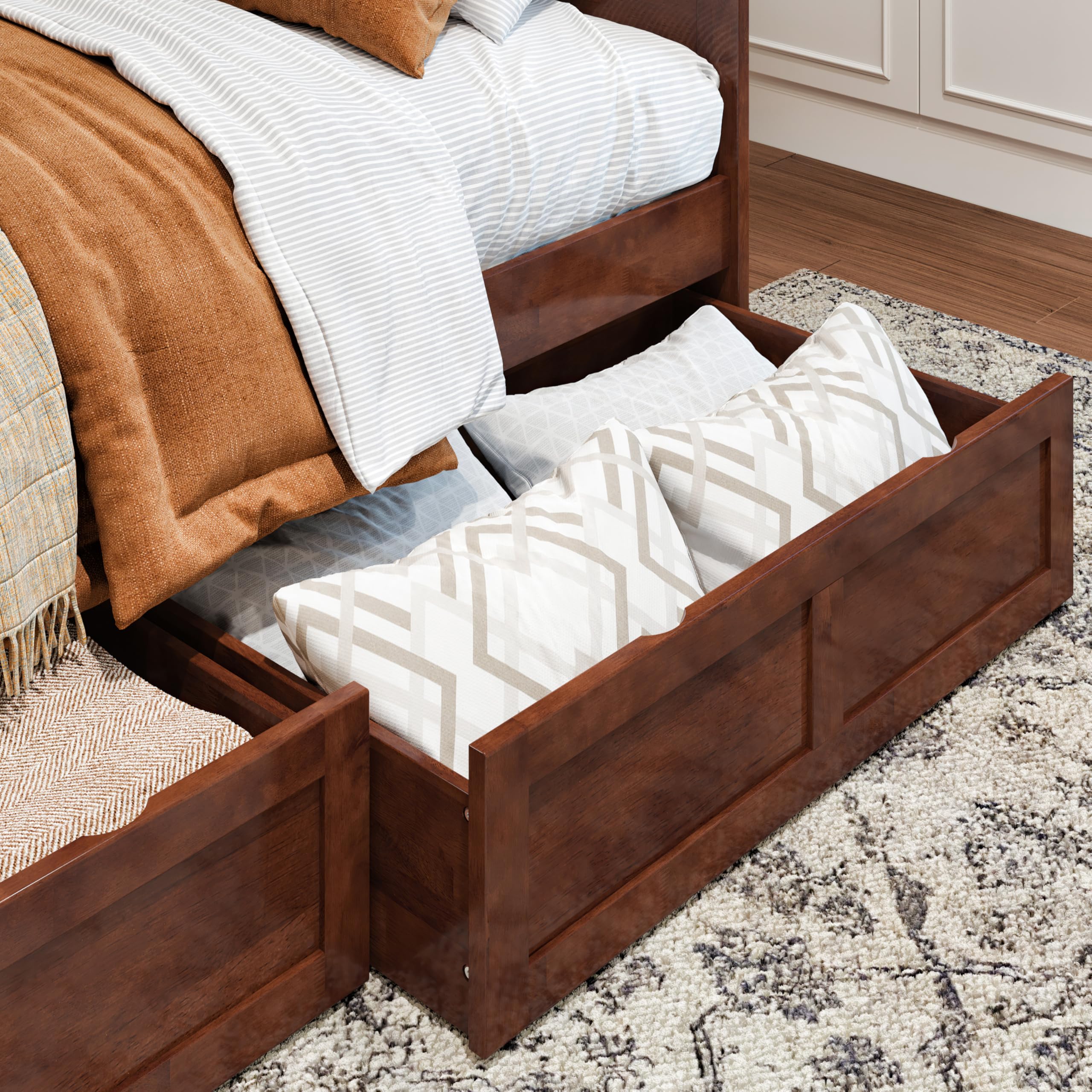 AFI, Acadia Twin Size Wood Daybed Frame with 2 Storage Drawers, Walnut (Brown)