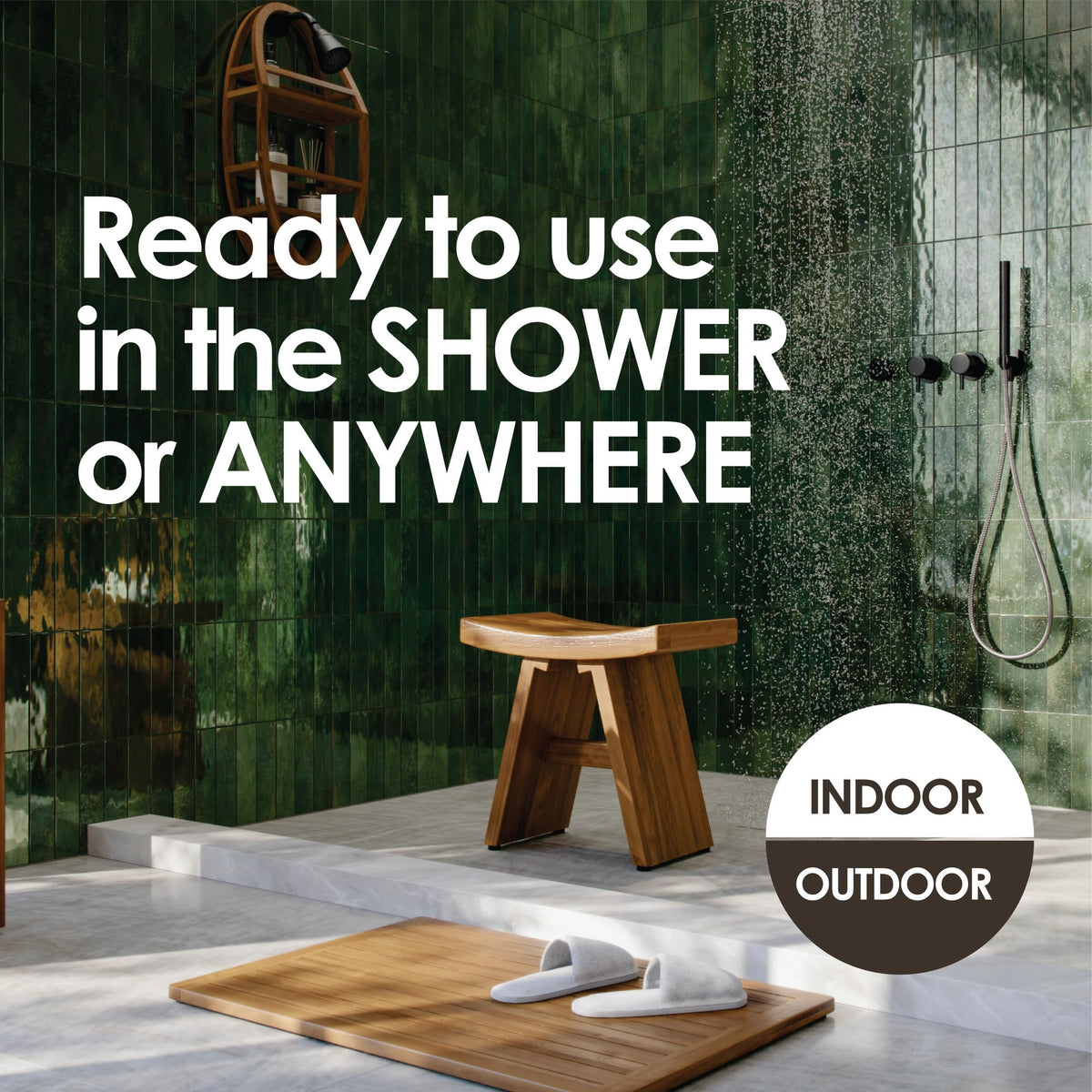 Teak Shower Bench with Shelf
