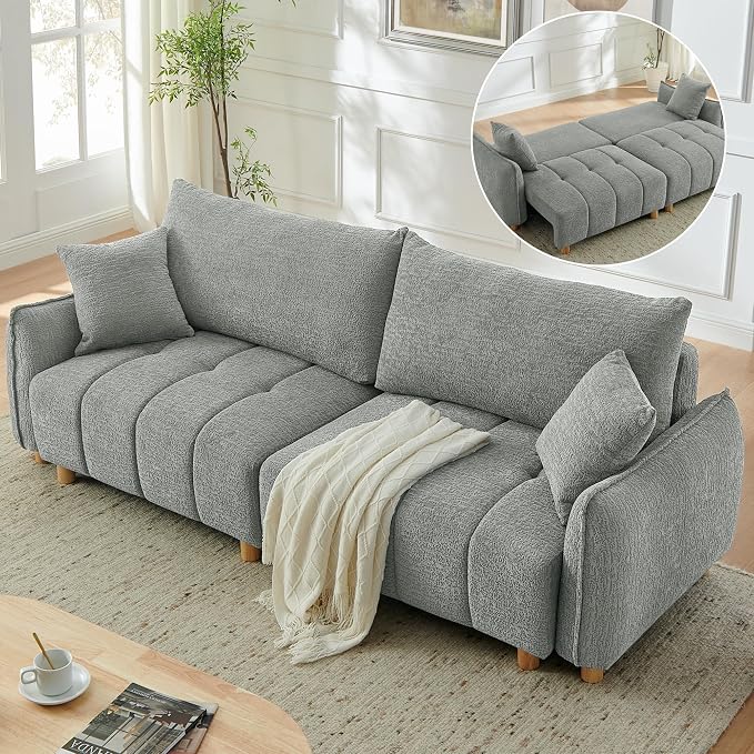 Chenille Sleeper Sofa with Storage