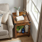 Farmhouse Square Side Table with Storage Shelf