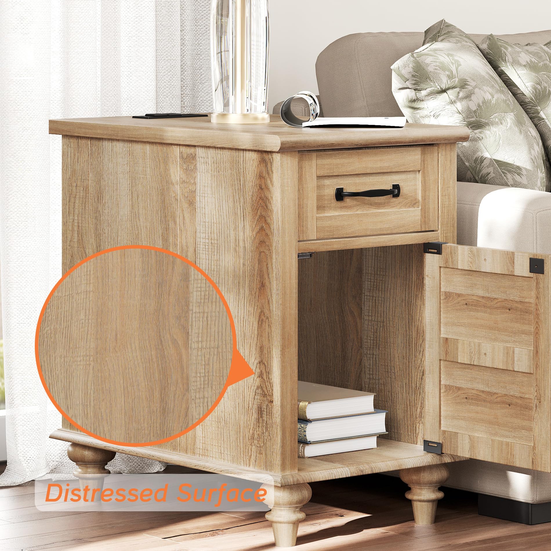3-Piece Farmhouse Coffee & End Table Set with Charging Station