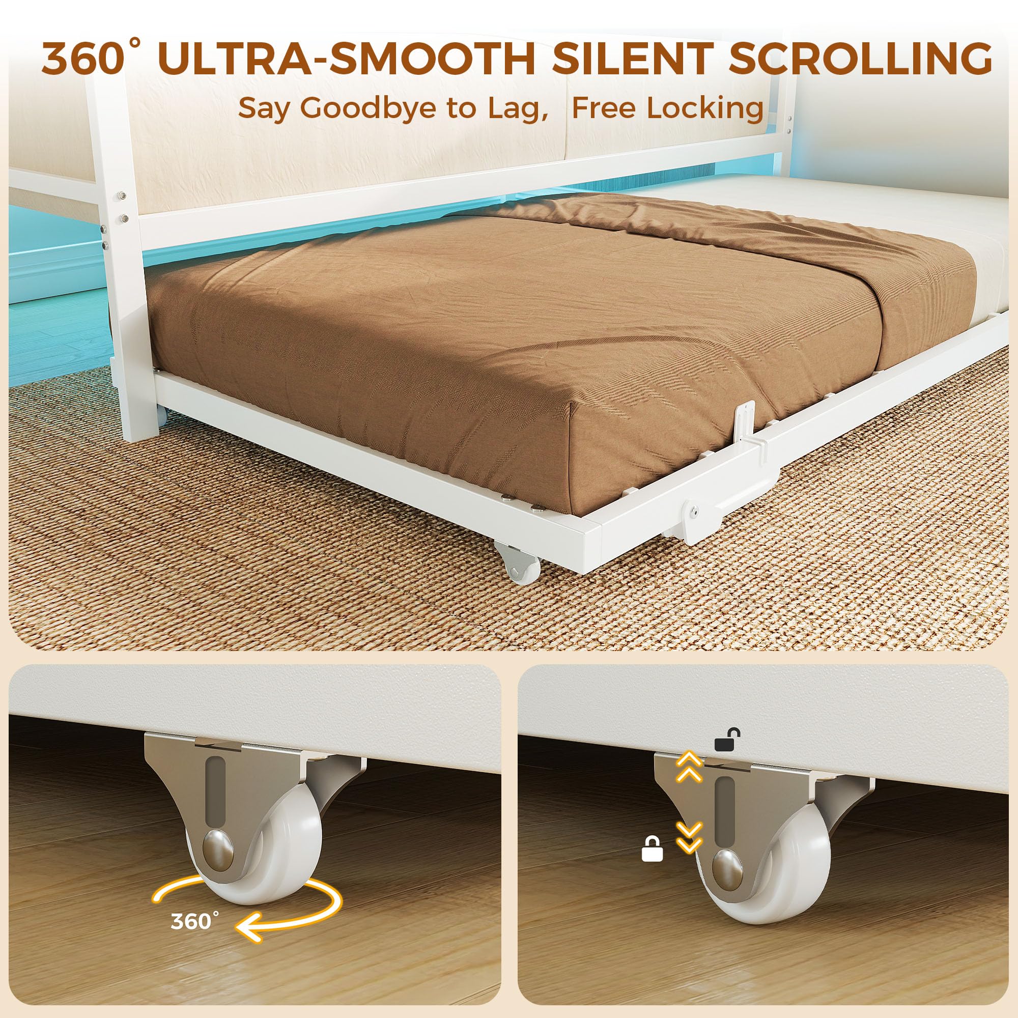 Twin Daybed with Trundle, LED Lights & Charging Station