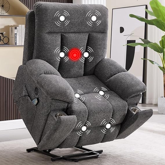Oversized Heated Massage Lift Recliner