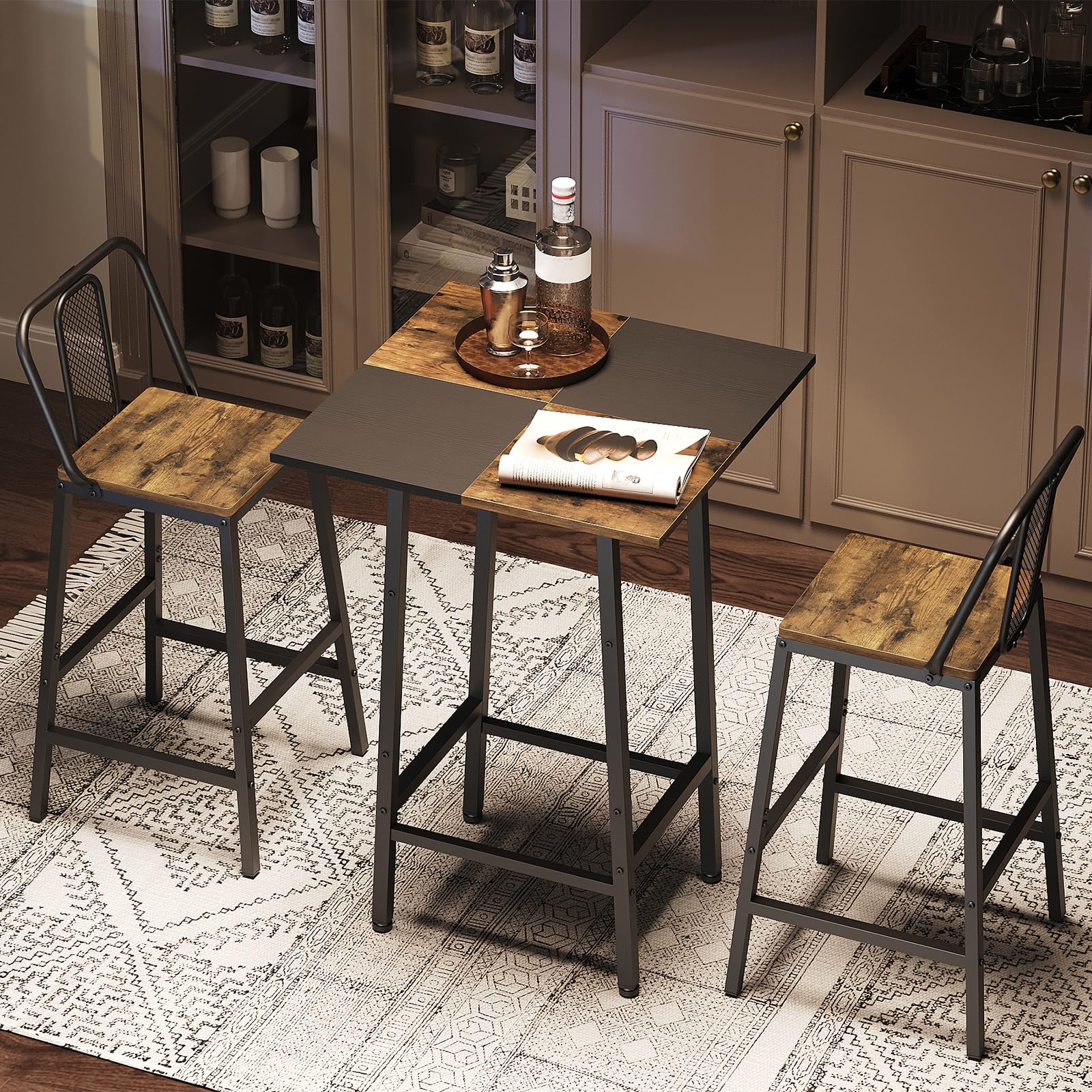 Square Bar Table with Footrest