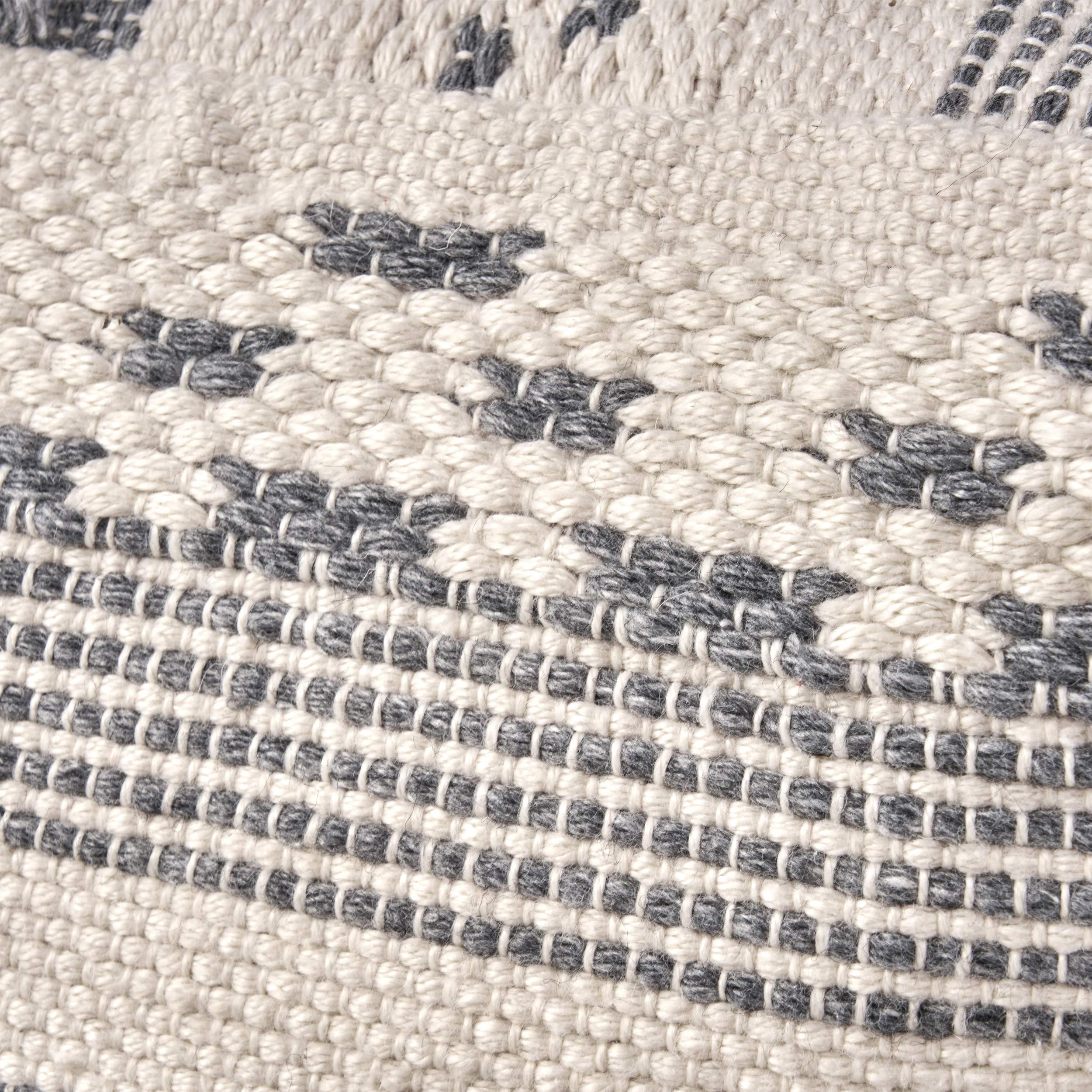 Handmade Boho Wool & Cotton Pouf Ottoman