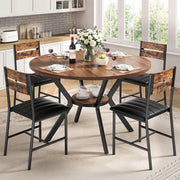 IRONCK Round Dining Table Set for 4, Kitchen Table Set, Walnut