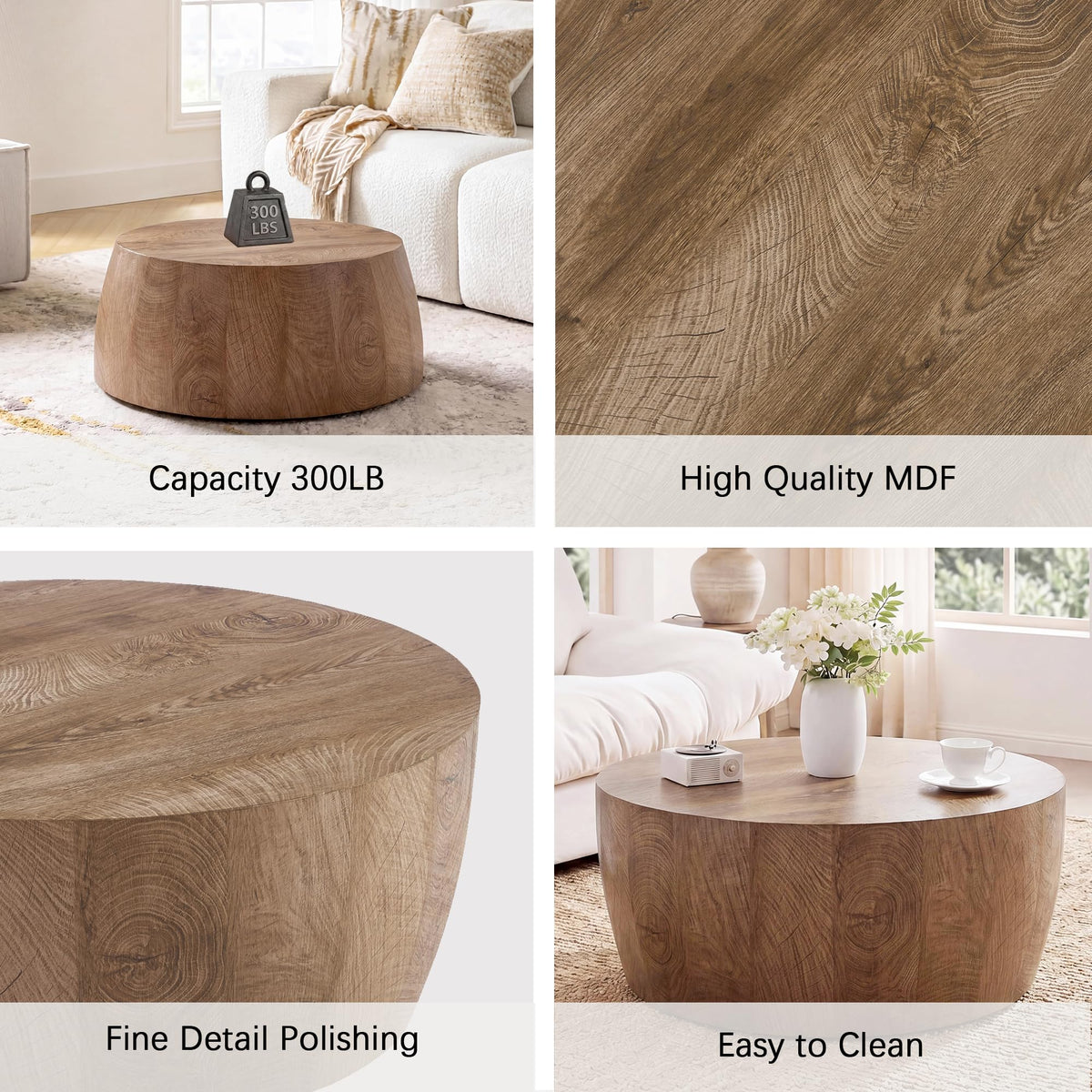 Round Reversible Drum Coffee Table